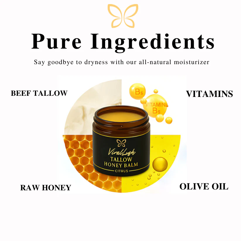 Organic Grass-Fed Beef Tallow Balm With Raw Honey