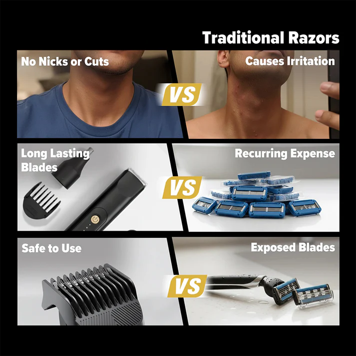 Electric Hair Trimmer for Men & Women – Dual Heads, Waterproof, Replaceable Blades